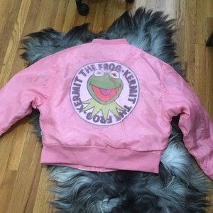 lazy Oaf Little Sunny Bite Kermit the Frog jacket OS New